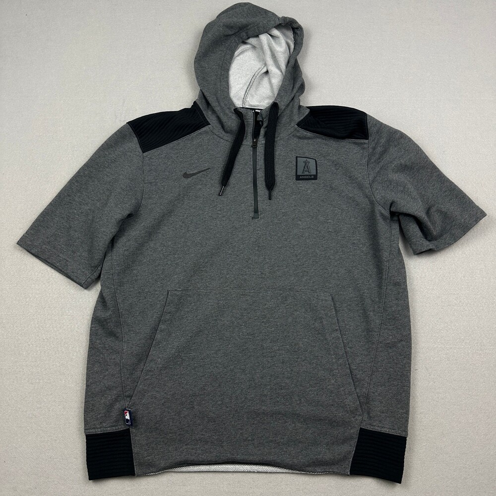 Los Angeles Angels Hoodie Men Extra Large Grey Nike Short Sleeve 1/4 Zip MLB XL